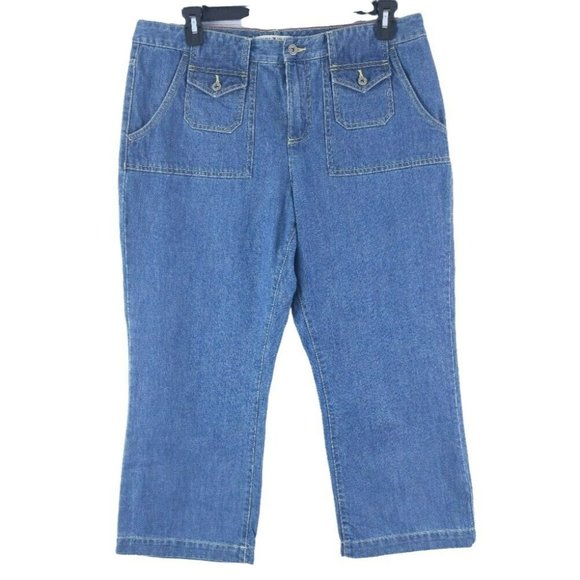 Tommy Hilfiger Women's Detail Stitch Button Pocket Petite Denim Jeans Sz 16 - Picture 1 of 8